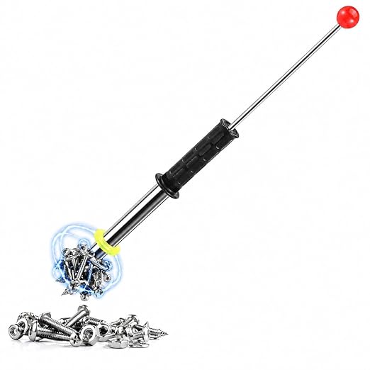 Magnetic Pickup Tool with Release Magnet Wand Handle Magnetic Chip Collector Retrieving Baton Swarf Sweeper for Nails Screws and Metal Scraps