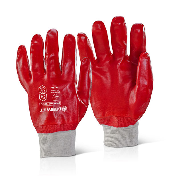 PVC F/COATED K/WRIST RED SZ 10