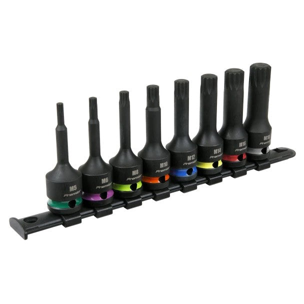 Premier Spline Impact Socket Bit Set 1/2"Sq Drive 8pc