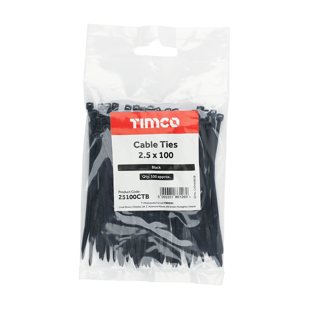 Cable Ties - Black 2.5 x 100 (100)