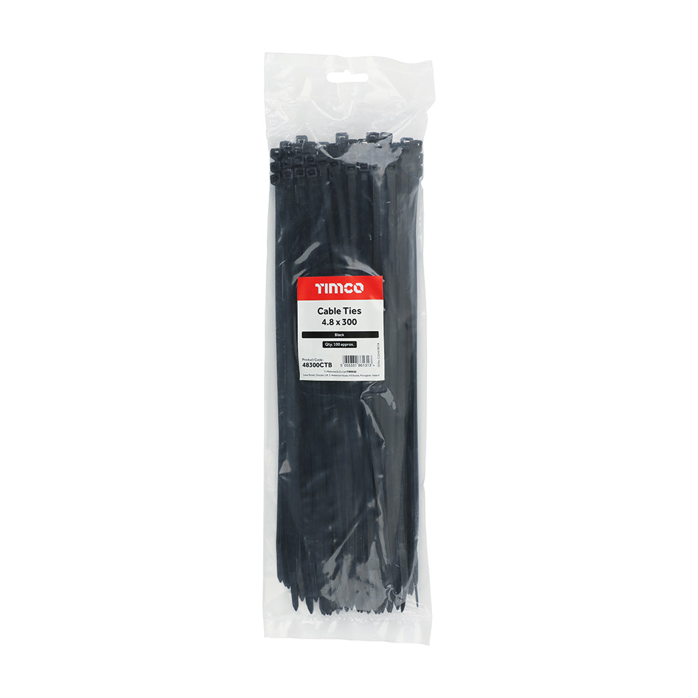 Cable Ties - Black 4.8 x 300 (100)
