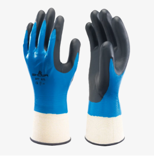 Showa 377 Oil Resistant, Waterproof Glove, Nitrile Foam Grip