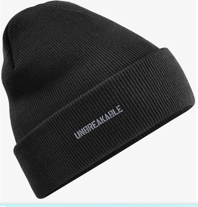 Unbreakable Beanie Hat Black with Grey Logo