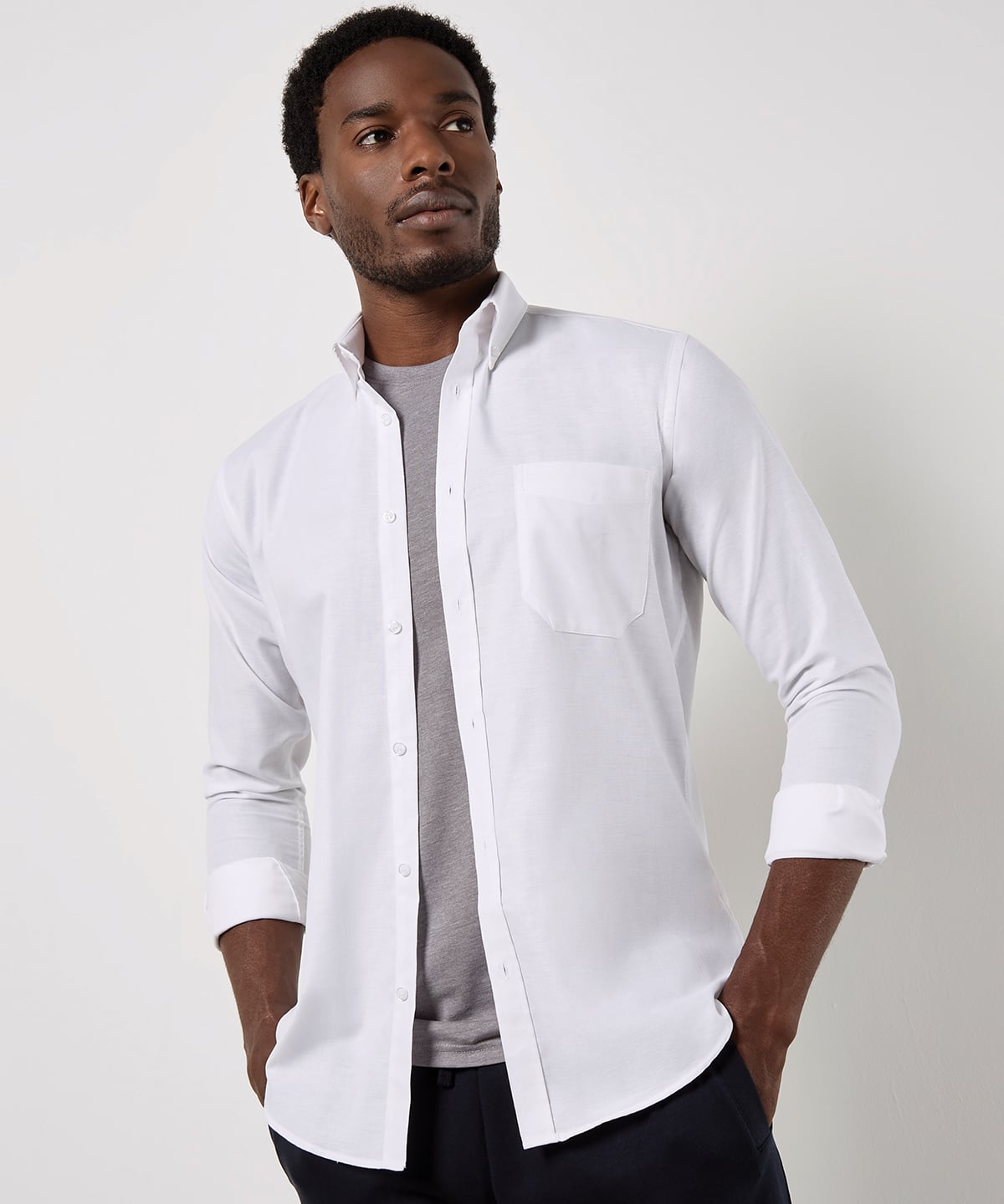 KK184 Slim fit workwear Oxford shirt long-sleeved (slim fit)